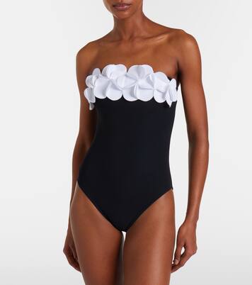Tess floral-appliqué bandeau swimsuit | Karla Colletto