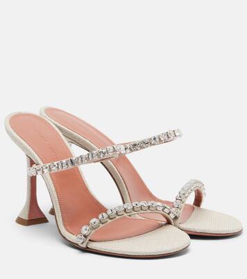Mules Gigi de lona adornados | Amina Muaddi