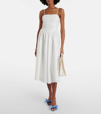 Vestido midi Tulla con bordado inglés | Faithfull