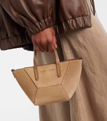 Duo Mini Monili suede top-handle bag | Brunello Cucinelli