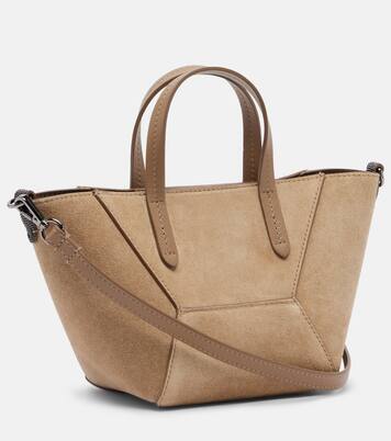 Duo Mini Monili suede top-handle bag | Brunello Cucinelli