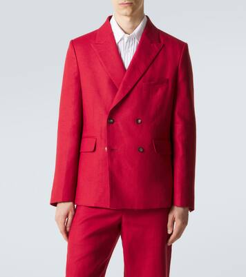 Double-breasted linen blazer | Bode