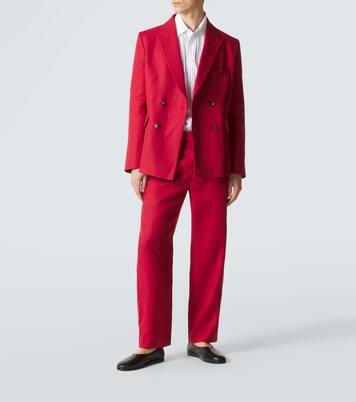 Double-breasted linen blazer | Bode