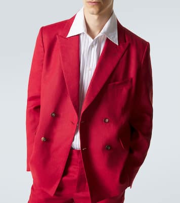 Double-breasted linen blazer | Bode