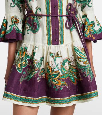 Vestido corto Ruthie de lino estampado | Alémais