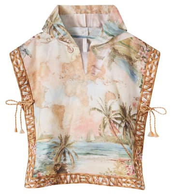Printed cotton poncho | Zimmermann Kids