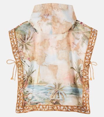Printed cotton poncho | Zimmermann Kids