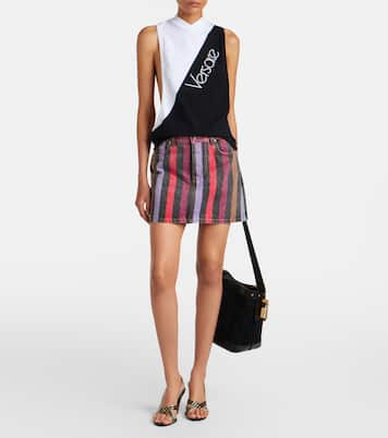 Striped denim miniskirt | Versace