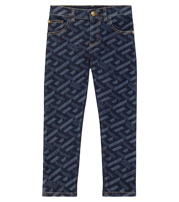 Logo-printed high-rise jeans | Versace Kids