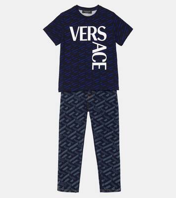 Logo-printed high-rise jeans | Versace Kids