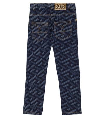 Logo-printed high-rise jeans | Versace Kids
