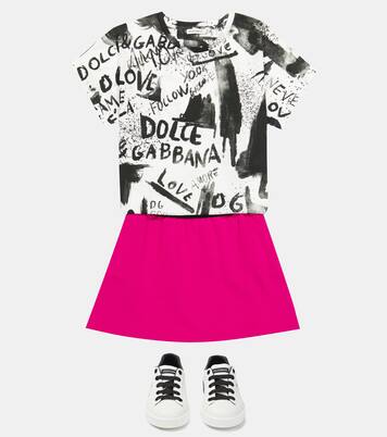 Jupe en coton à logo | Dolce&Gabbana Kids