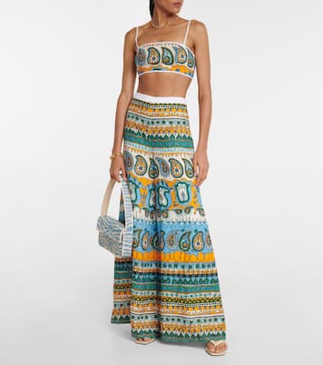 Bedrucktes Cropped-Top Bomber aus Leinen | Staud