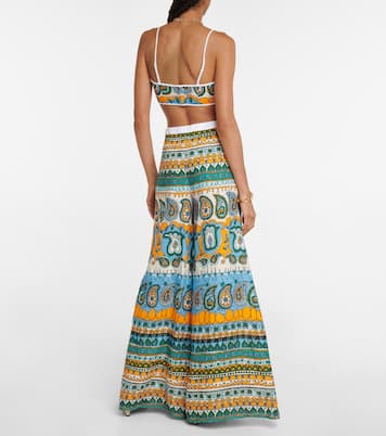 Bedrucktes Cropped-Top Bomber aus Leinen | Staud