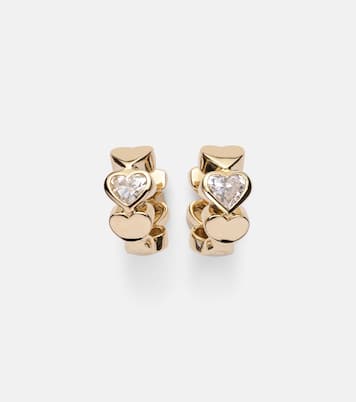 Pendientes de aro Heart Diamond de oro de 14 ct | Sydney Evan