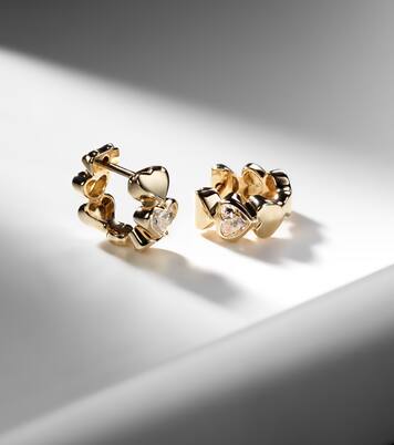 Pendientes de aro Heart Diamond de oro de 14 ct | Sydney Evan