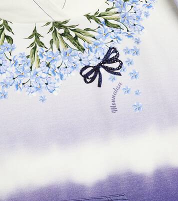 Hooded printed cotton-blend dress | Monnalisa