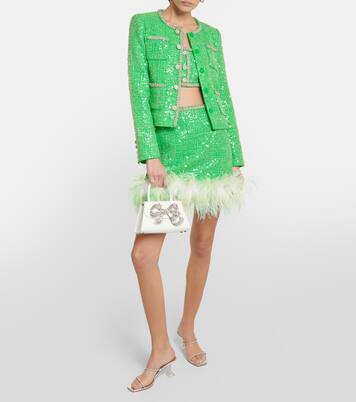 Cropped-Top aus Bouclé mit Pailletten | Self-Portrait