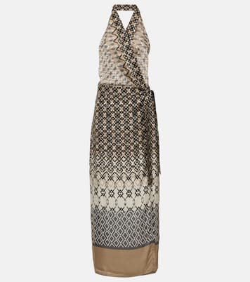 Printed halterneck silk maxi dress | Brunello Cucinelli