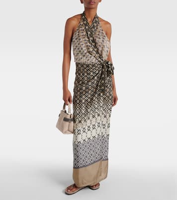 Printed halterneck silk maxi dress | Brunello Cucinelli