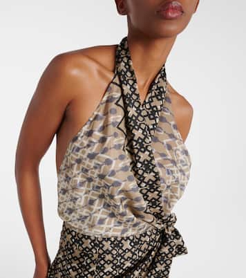 Printed halterneck silk maxi dress | Brunello Cucinelli
