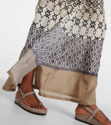 Printed halterneck silk maxi dress | Brunello Cucinelli