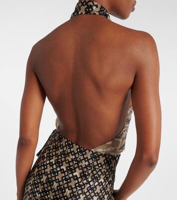 Printed halterneck silk maxi dress | Brunello Cucinelli