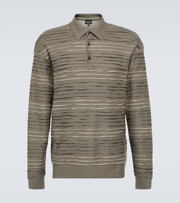 Intarsia linen-blend polo sweater | Giorgio Armani