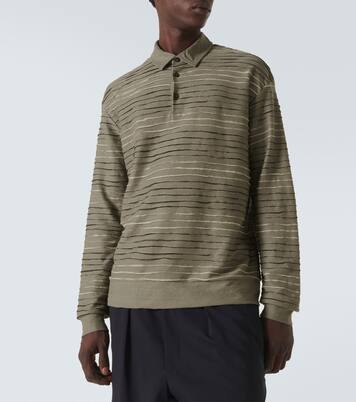 Intarsia linen-blend polo sweater | Giorgio Armani