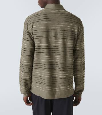 Intarsia linen-blend polo sweater | Giorgio Armani