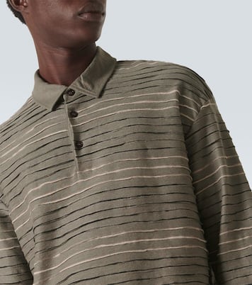 Intarsia linen-blend polo sweater | Giorgio Armani
