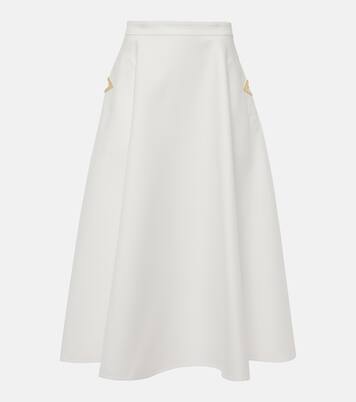 Falda midi de gabardina de algodón con VGold | Valentino
