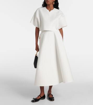 Falda midi de gabardina de algodón con VGold | Valentino