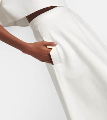 Falda midi de gabardina de algodón con VGold | Valentino
