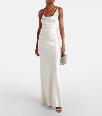 Abito lungo monospalla in raso di seta | The Sei