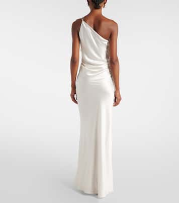 Abito lungo monospalla in raso di seta | The Sei