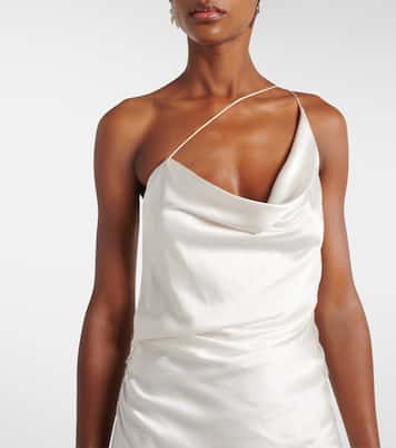 Abito lungo monospalla in raso di seta | The Sei