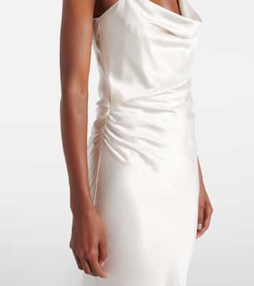 Abito lungo monospalla in raso di seta | The Sei