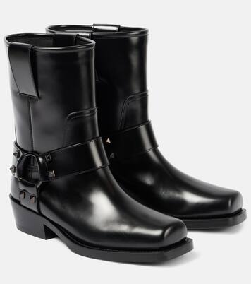 Rockstud leather biker boots | Valentino Garavani