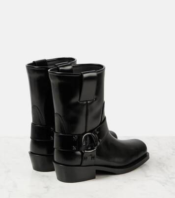 Rockstud leather biker boots | Valentino Garavani