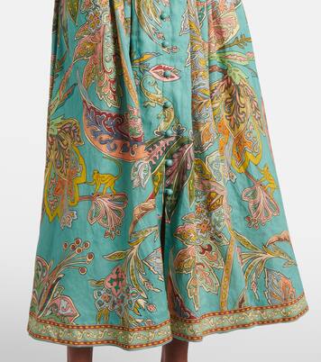 Robe midi Franca imprimée en lin | Alémais