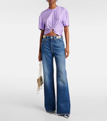 Cropped-Top mit Kristallen | Rabanne