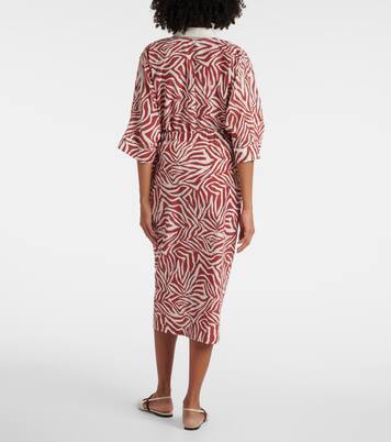 تنورة لف من القطن والحرير بطبعات | Brunello Cucinelli