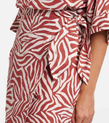 تنورة لف من القطن والحرير بطبعات | Brunello Cucinelli