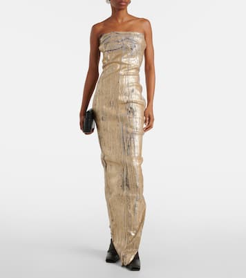 Robe longue bustier en jean enduit | Rick Owens