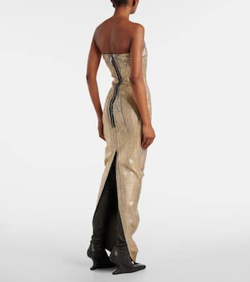 Robe longue bustier en jean enduit | Rick Owens
