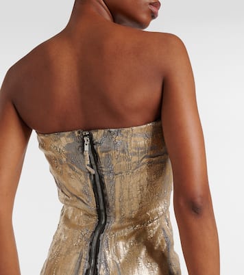 Robe longue bustier en jean enduit | Rick Owens