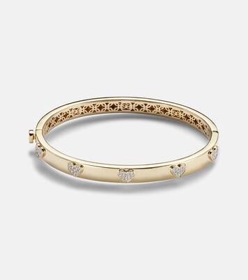 Heart 14kt gold bangle with diamonds | Sydney Evan