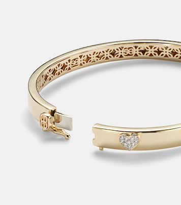 Heart 14kt gold bangle with diamonds | Sydney Evan