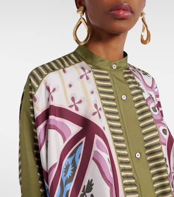 Foulard printed silk twill shirt | La DoubleJ